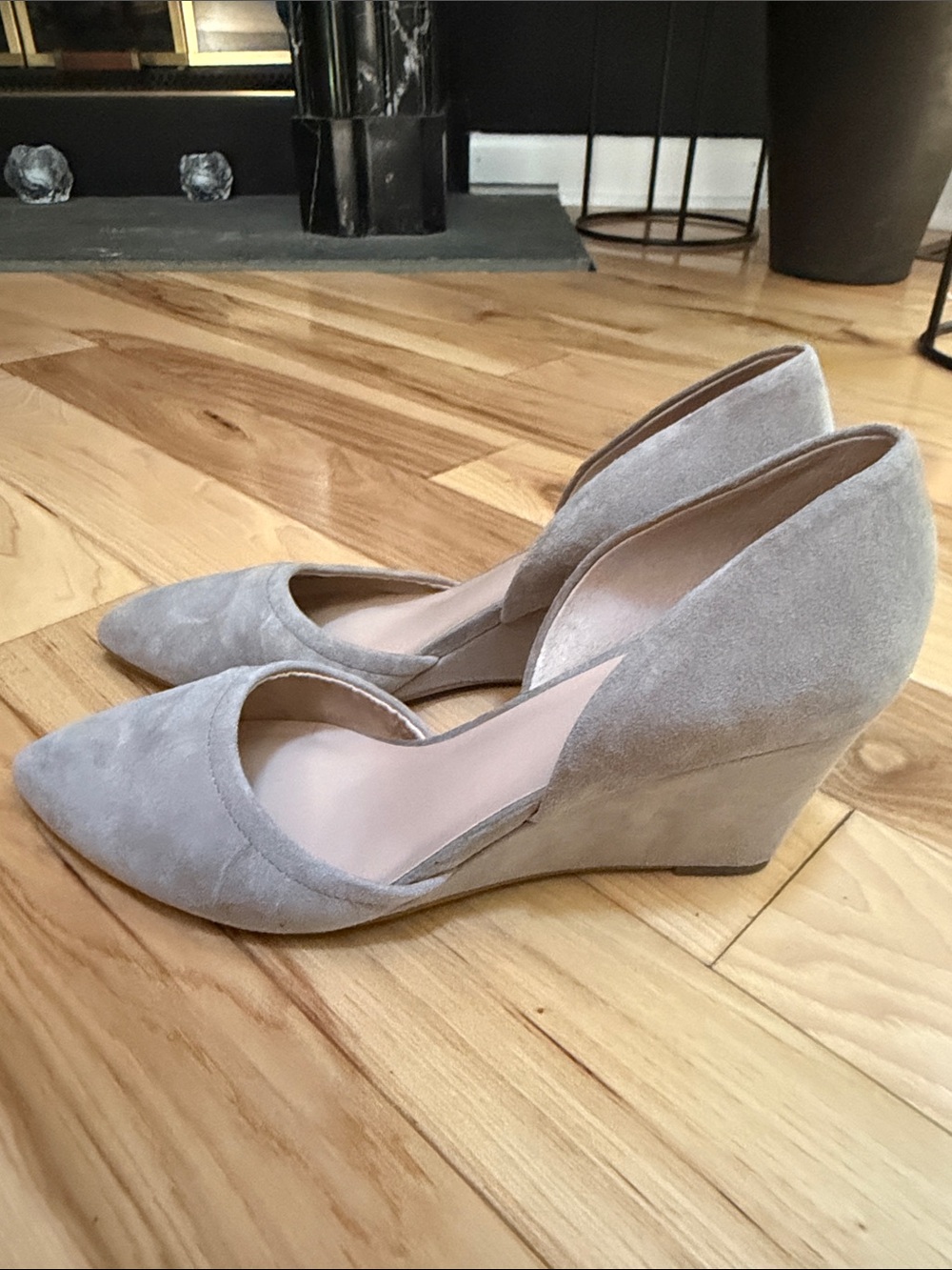 Franco Sarto Taupe Suede Pointed D'Orsay Pumps - Picture 4 of 5